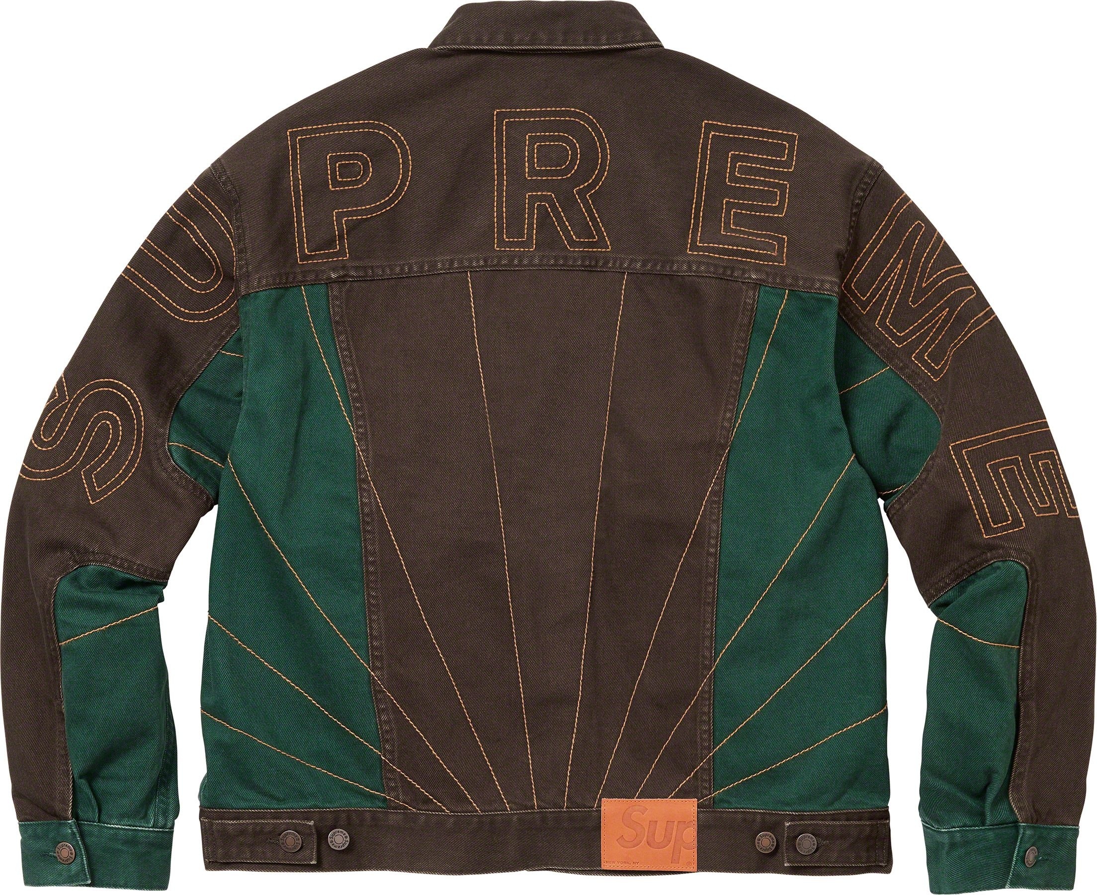 Radial Embroidered Denim Trucker Jacket view 5
